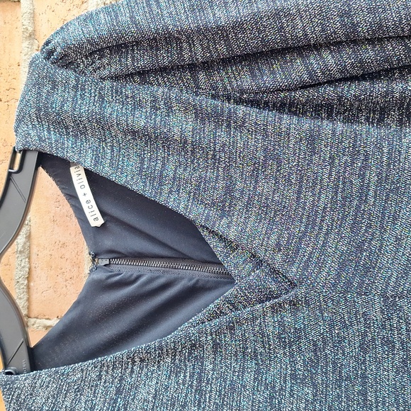 Alice+Olivia Coco Plung Neck Black Metalic Knit Midi Dress - Picture 13 of 16